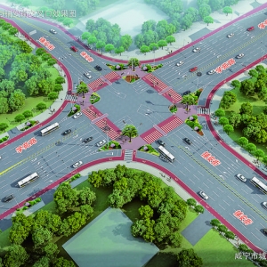 运城市区主要道路交叉口实施渠化岛建设