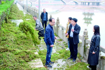 闻喜县中城社区打捞西湖公园水草