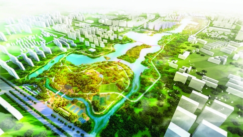 运城中心城区“十湖共治 城水相融”这景象？