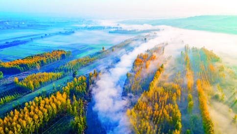 汾水秋光（稷山县汾河公园）_河东八景（二十）